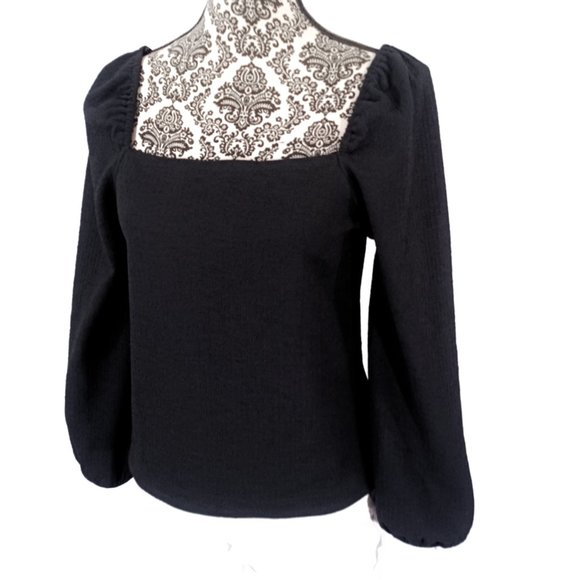 MADEWELL Square Neck Peasant Sleeve LS Stretch Blouse S - Picture 2 of 3